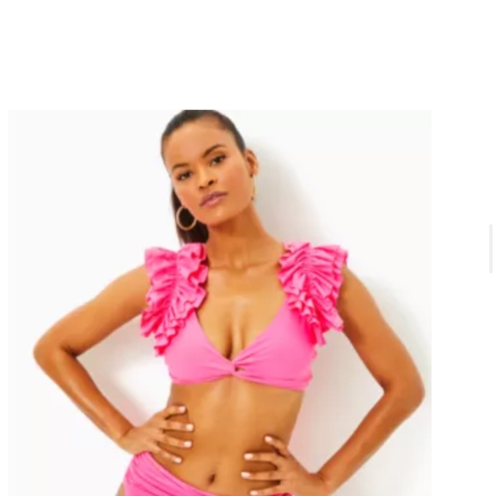 Lilly Pulitzer Pink Ruffled Bikini Top and bottom